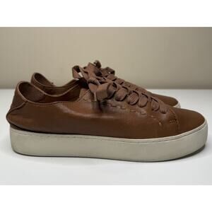 FRYE Lena Oxford Sneaker Womens 7M Brown Leather Low Top Lace Up Casual Designer
